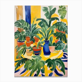Table with Potted Plants Canvas Print