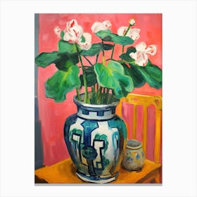 Flowers In A Vase Still Life Painting Cyclamen 3 Canvas Print