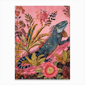 Floral Animal Painting Iguana 3 Canvas Print
