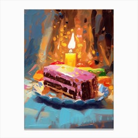 A Slice Of Birthday Cake Oil Painting 4 Canvas Print