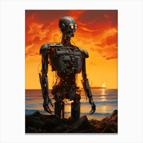 Robot On The Beach Canvas Print