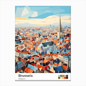 Brussels, Belgium, Geometric Illustration 4 Poster Canvas Print