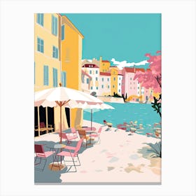 Nice, France, Flat Pastels Tones Illustration 1 Canvas Print