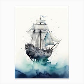 Sailing Ships Watercolor Painting (1) Canvas Print
