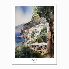 Capri Watercolour Travel Poster 5 Canvas Print