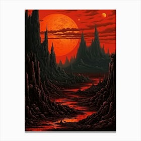 Volcanic Landscape Pixel Art 2 Canvas Print