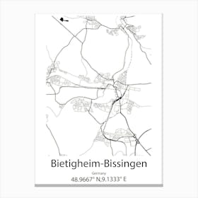 Bietigheim Bissingen,Germany Minimalist Map Canvas Print