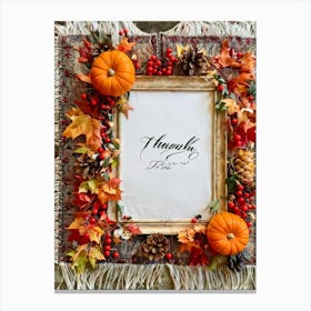 Calligraphy Of Thankful Ensconced In An Elaborate Vintage Style Frame Weaving Through A Tapestry (2) Canvas Print