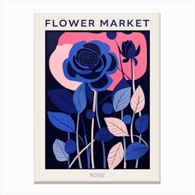 Blue Flower Market Poster Rose 1 Canvas Print