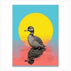 Colourful Geometric Abstract Duckling At Sunset 4 Canvas Print