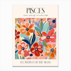 Flowers For The Signs Pisces 2 Zodiac Sign Canvas Print