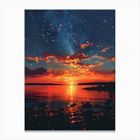 Sunset Over The Water Canvas Print