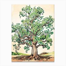 Pecan Tree Storybook Illustration 1 Canvas Print