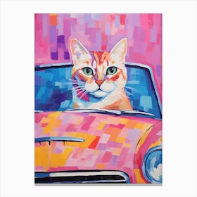 Mercedes Benz Sl Pagoda Vintage Car With A Cat, Matisse Style Painting 1 Canvas Print