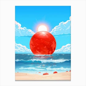 Red Ball On The Beach Canvas Print