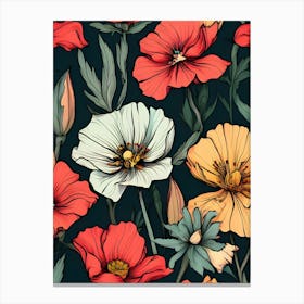 Seamless Pattern With Flowers 2 Canvas Print