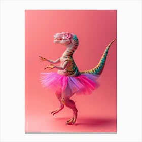 Toy Dinosaur Dancing In A Tutu Canvas Print