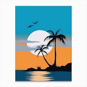 Sunset With Palm Trees 1 Canvas Print