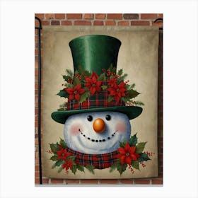 Snowman In Hat Canvas Print