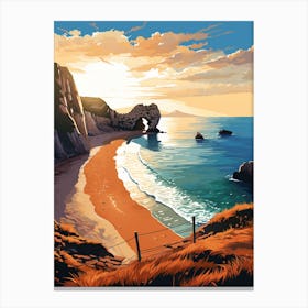 A Vibrant Painting Of Durdle Door Beach Dorset 1 Canvas Print