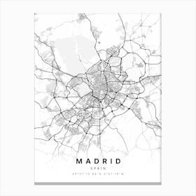 Madrid Spain White Map Leinwandbild