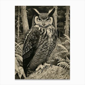 Philipine Eagle Owl Relief Illustration 3 Canvas Print