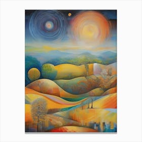 Landscape With A Sun Canvas Print