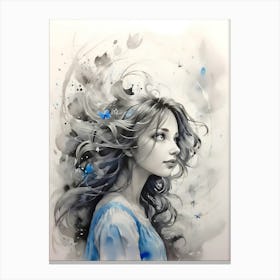 Girl With Blue Hair 1 Canvas Print