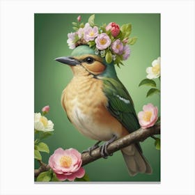 Bird With Flower Crown Canvas Print