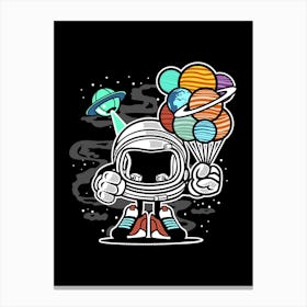 Cartoon Planets Robot Space Space Baloons Ufo Canvas Print