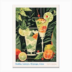 Orange & Lime Art Deco Inspired Cocktail 2 Poster Canvas Print