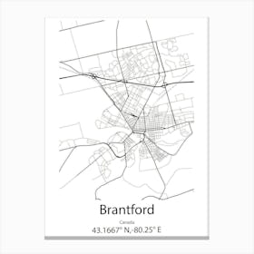 Brantford,Canada Minimalist Map Canvas Print