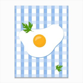 Fried Egg on Blue Poster Canvas Print