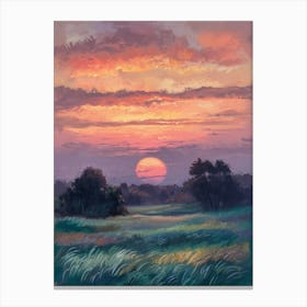 Sunset In The Field 2 Canvas Print