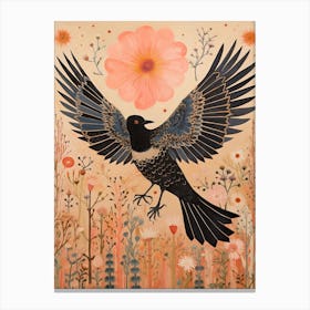 Magpie 3 Detailed Bird Painting Canvas Print