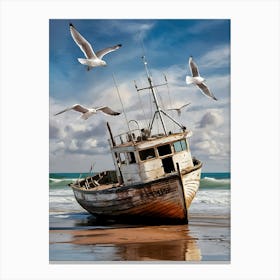 Old Boat On The Beach Canvas Print