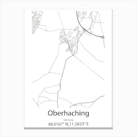 Oberhaching,Germany Minimalist Map Canvas Print