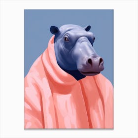 Playful Illustration Of Hippopotamus For Kids Room 3 Canvas Print
