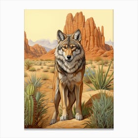 Indian Wolf Desert Scenery 1 Canvas Print