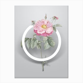 Vintage Speckled Provins Rose Minimalist Floral Geometric Circle on Soft Gray Canvas Print