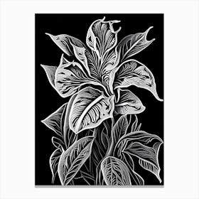 Spiderwort Leaf Linocut Canvas Print