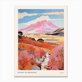 Mount Kilimanjaro Tanzania 1 Colourful Mountain Illustration Poster Canvas Print