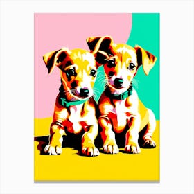 Whippet Pups, This Contemporary art brings POP Art and Flat Vector Art Together, Colorful Art, Animal Art, Home Decor, Kids Room Decor, Puppy Bank - 153rd Canvas Print