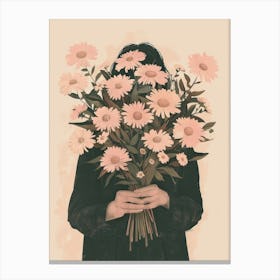 Spring Girl With Pink Flowers 7 Canvas Print