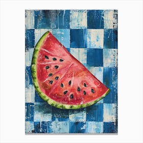 Watermelon Blue Checkerboard 1 Canvas Print
