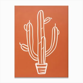 Cactus Line Drawing Chamaecereus Silvestrii 3 Canvas Print