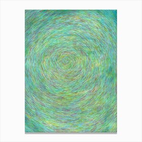 Green Water Spiral / Color pencil Stroks Canvas Print