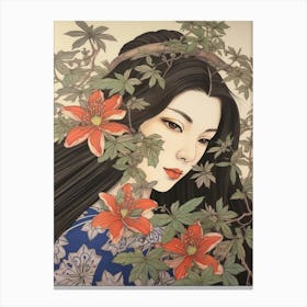 Himeyuri Okinawan Lily 1 Vintage Japanese Botanical And Geisha Canvas Print