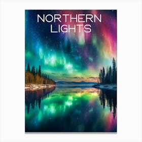 Colourful Finland Northern Lights travel poster Art Print6 Canvas Print