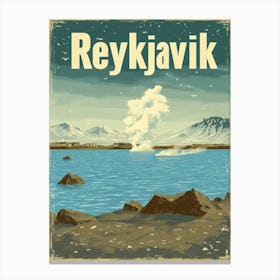 Aihrgdesign A Retro Travel Poster For Reykjavik Canvas Print